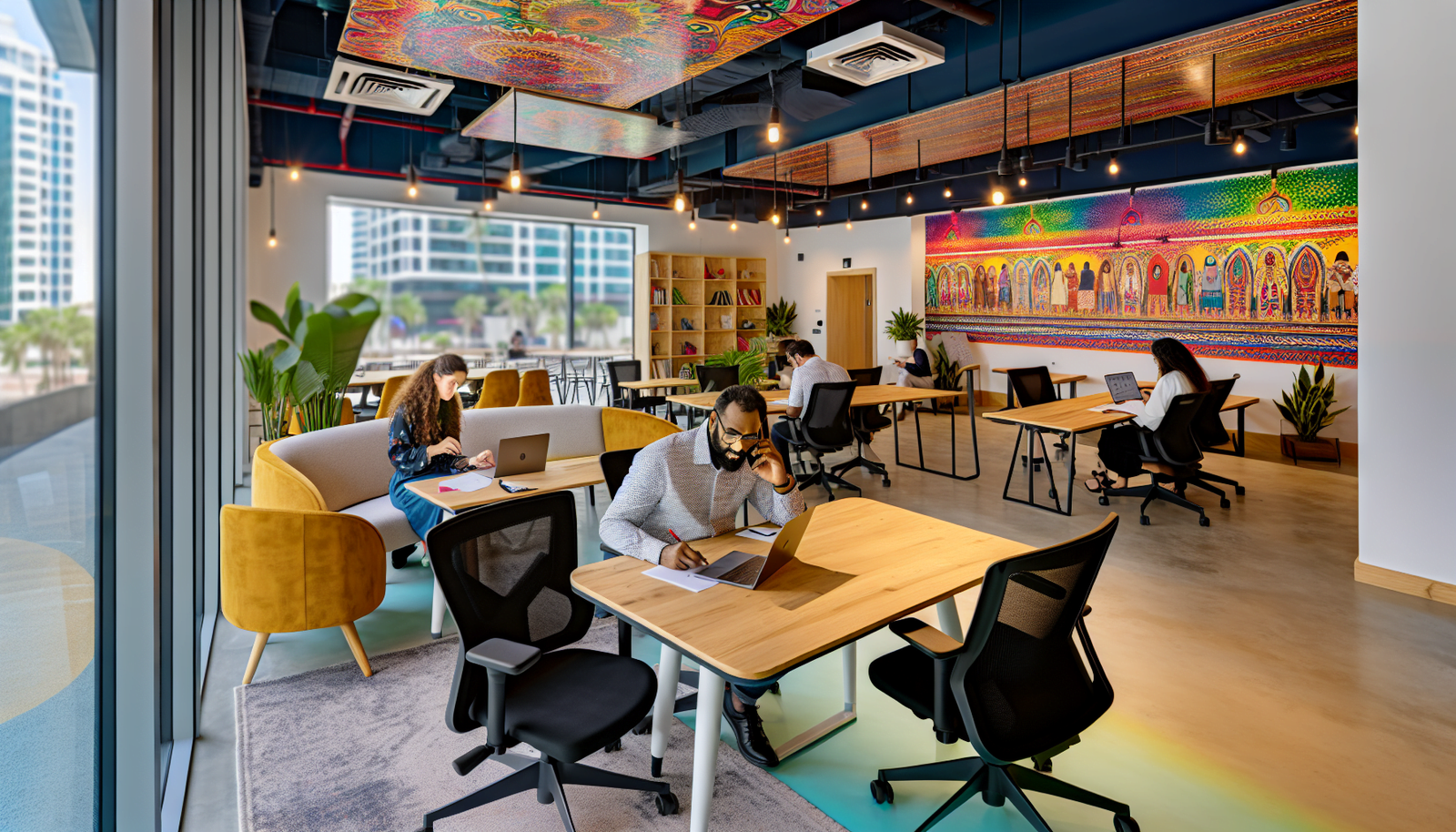 Modern and stylish interior of a top coworking space in Bali
