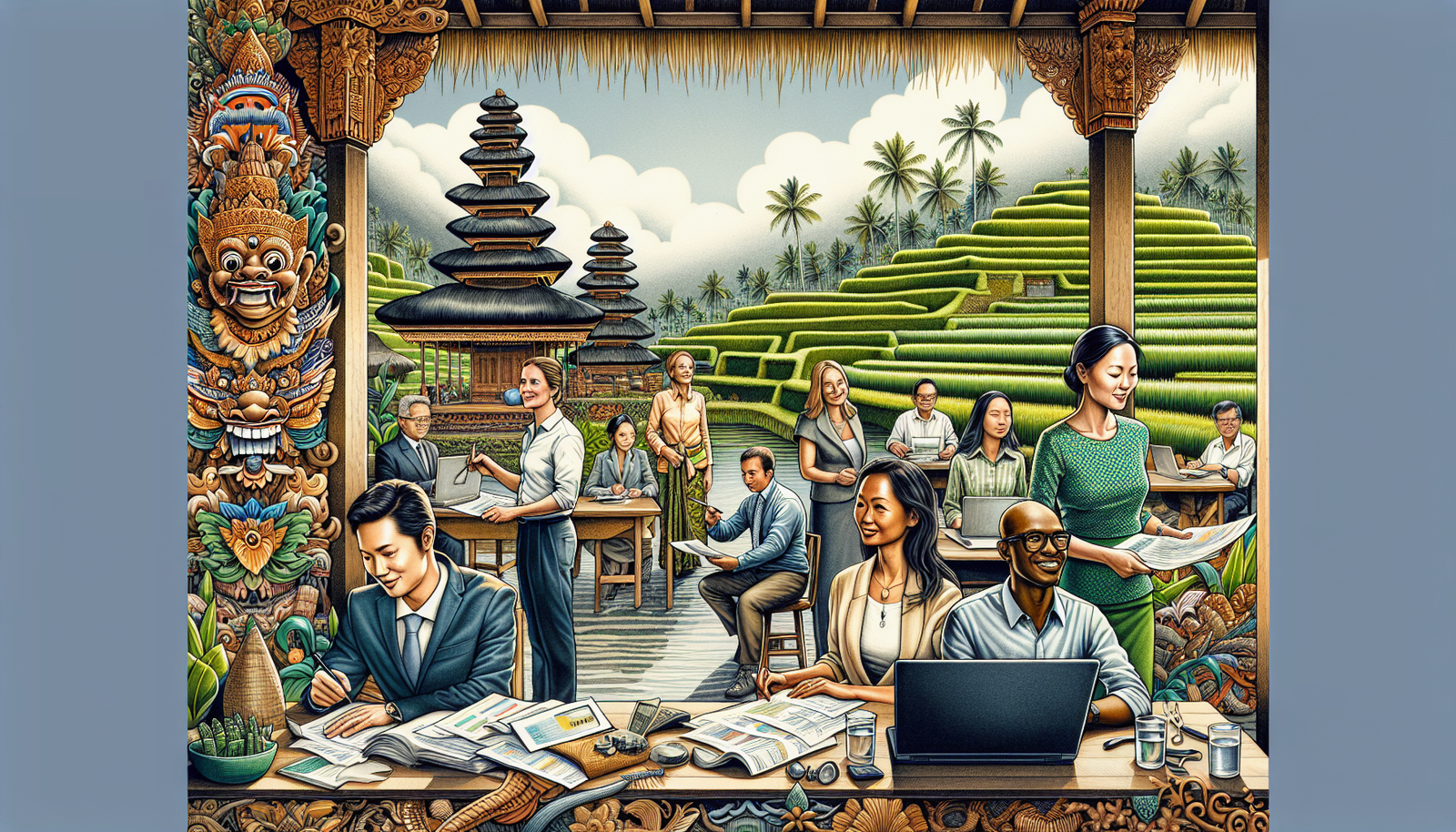 Illustration of businesses outsourcing tax declaration services in Bali