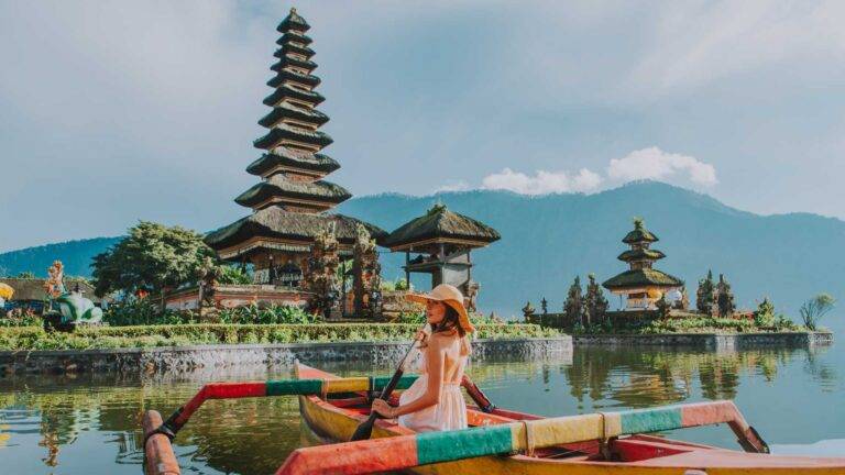 A woman is travelling through Bali Indonesia