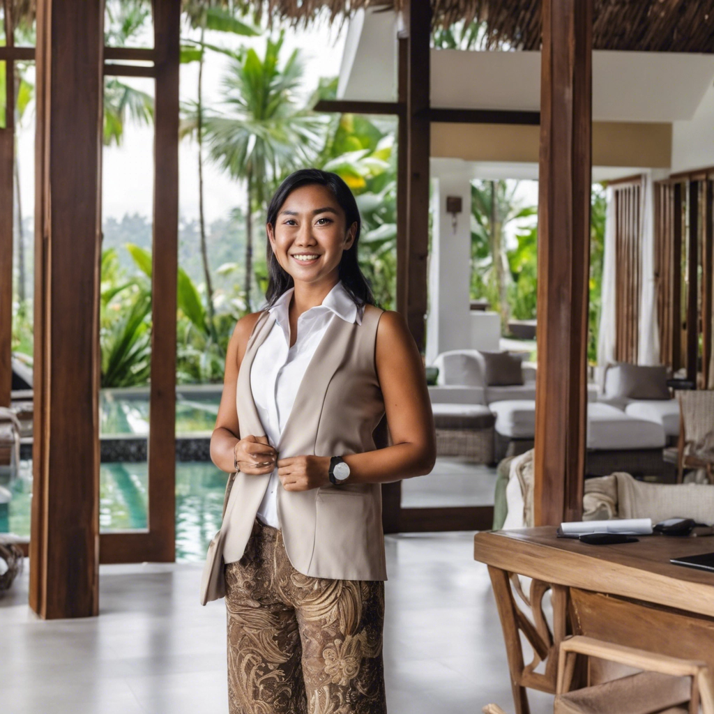 women working independently as property broker in Bali