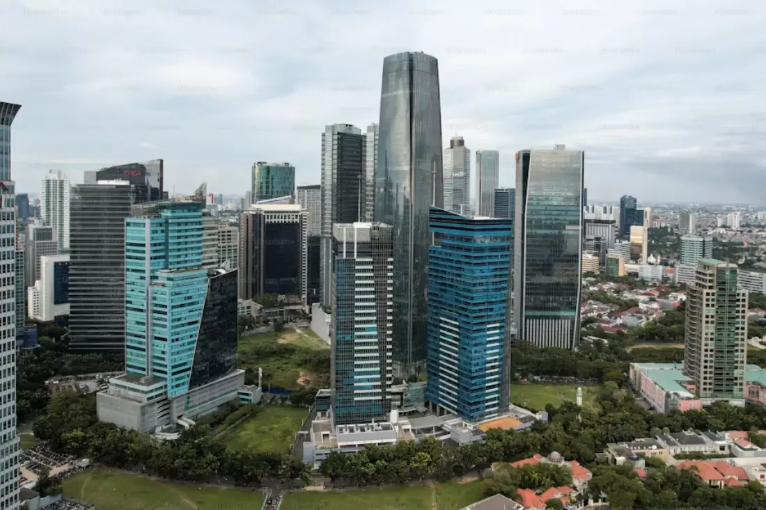 Jakarta skyline at sunset
